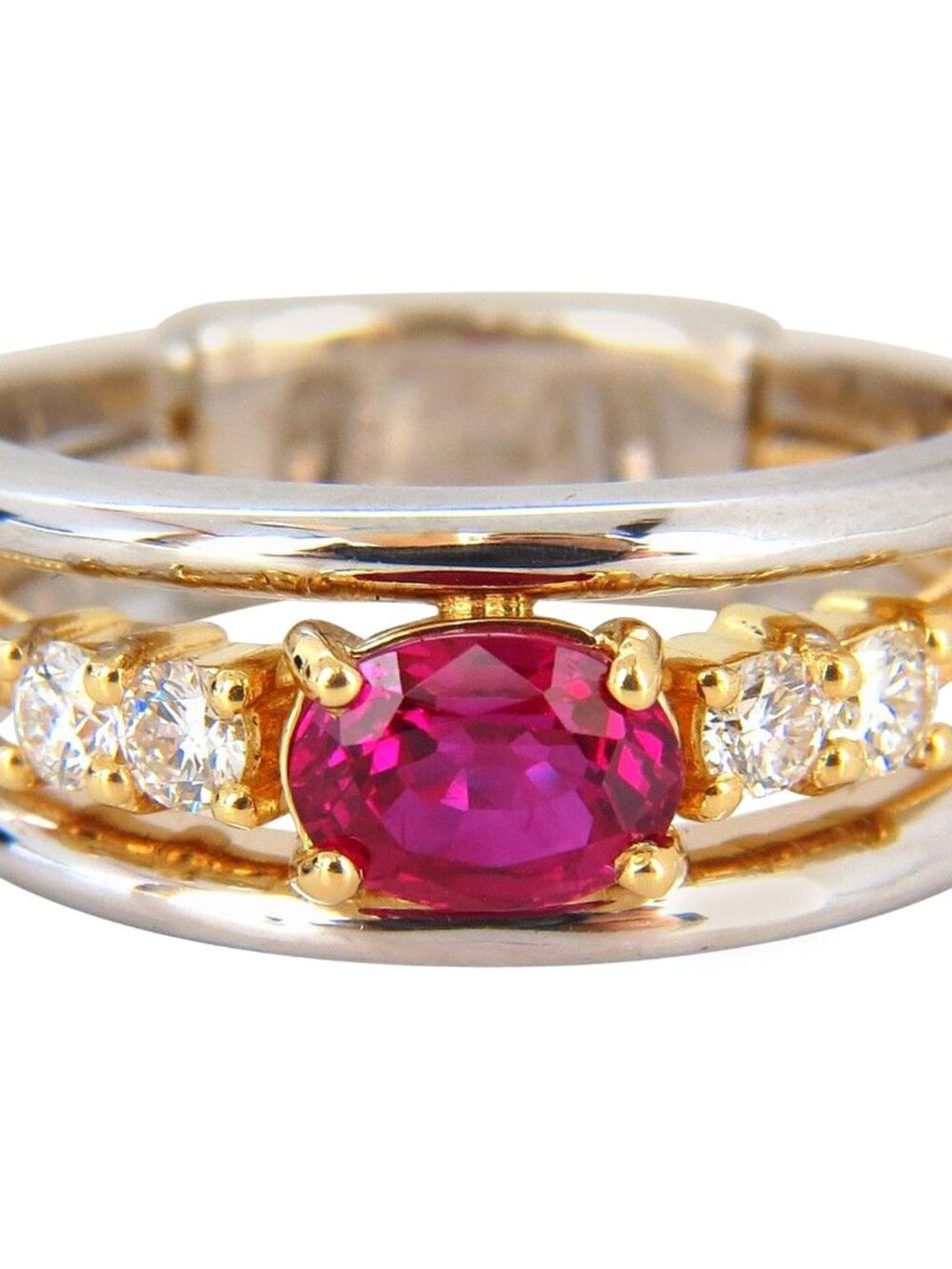 GIA Certified 1.30ct natural vivid red Burma ruby diamonds ring 18kt coil wrap*